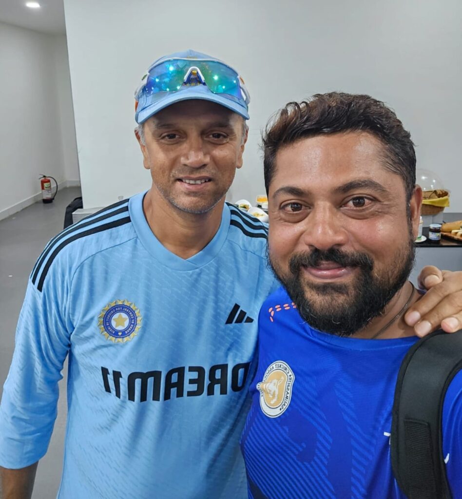 Coach Nishant Jani with Rahul Dravid
