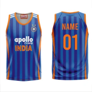 Customised India Blue Cricket Jersey Sleeve Less - Personalize Your Jersey Men & Women.