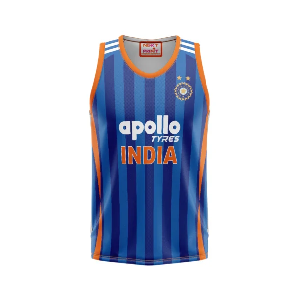 Customised India Blue Cricket Jersey Sleeve Less - Personalize Your Jersey Men & Women.
