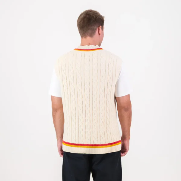 AB de Villiers 360 Crest Knit Vest Cable Ivory