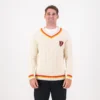 AB de Villiers 360 Small Logo V-neck Knitwear Cable Ivory