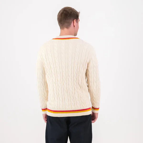 AB de Villiers 360 Small Logo V-neck Knitwear Cable Ivory