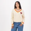 AB de Villiers 360 Small Logo V-neck Knitwear Cable Ivory