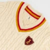 AB de Villiers 360 Small Logo V-neck Knitwear Cable Ivory