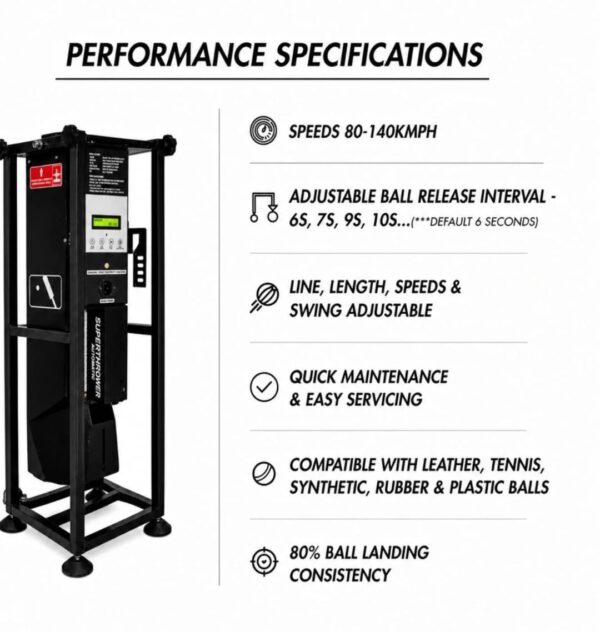 Freebowler Superthrower Automated Pro FS2 PRO PLUS Arm Simulated Portable Cricket Bowling Machine Auto Feeder Speed Control Line Length Adjustable Battery Backup